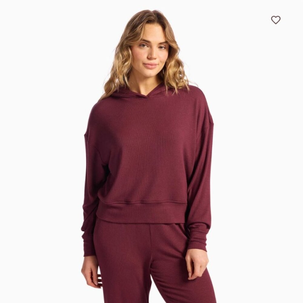 Nuuds Slinky Rib Hoodie Merlot Sz Small